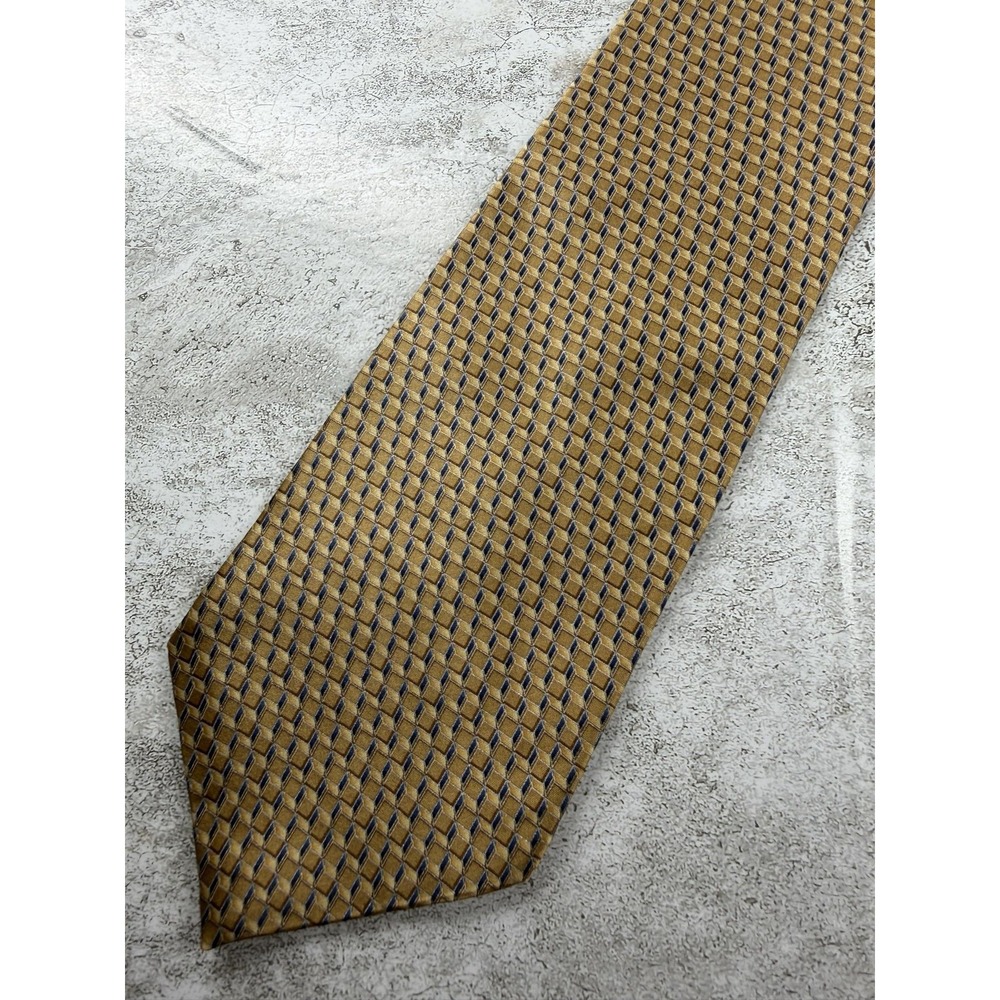 Barrington Tie Mens One Size Gold 100% Silk Pointed Geometric Jacquard USA